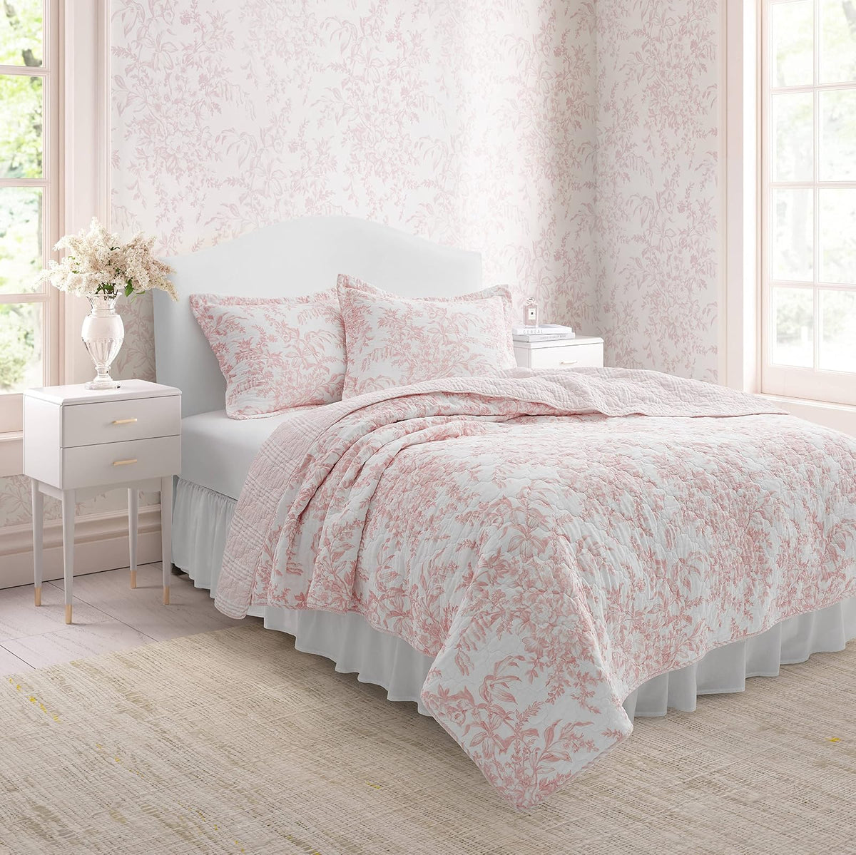 Laura Ashley - Juego de edredón Individual, Ropa de Cama Reversible de algodón con Funda a Juego, Ligero para Uso Durante Todo el año, Juego de Cama con Estampado Floral, Esencial para recámara