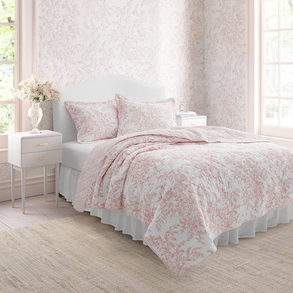 Laura Ashley - Juego de edredón Individual, Ropa de Cama Reversible de algodón con Funda a Juego, Ligero para Uso Durante Todo el año, Juego de Cama con Estampado Floral, Esencial para recámara