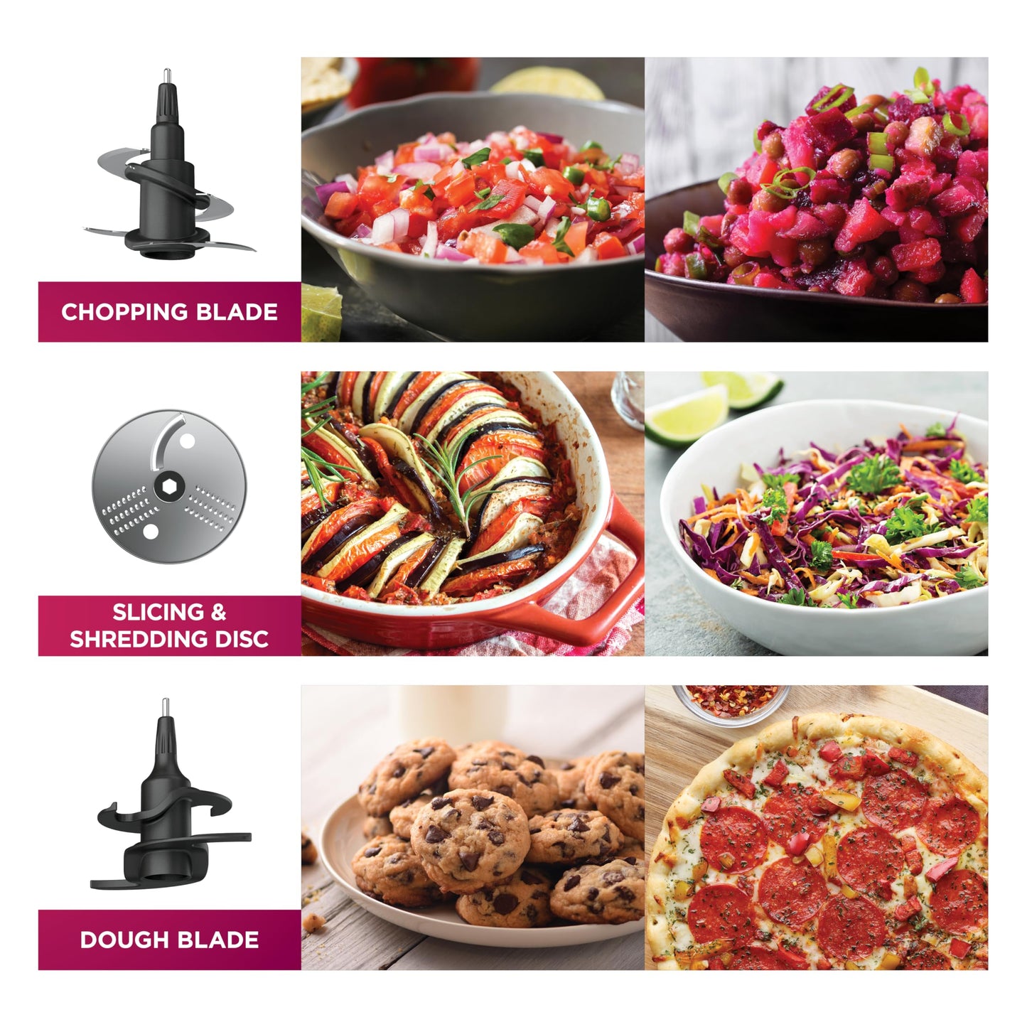 Procesador de alimentos ninja Professional Plus, 1000 vatios pico, 4 funciones para cortar, rebanar, purés y masa con tazón de procesador de 9 tazas, 3 cuchillas, conducto de alimentos y empujador,