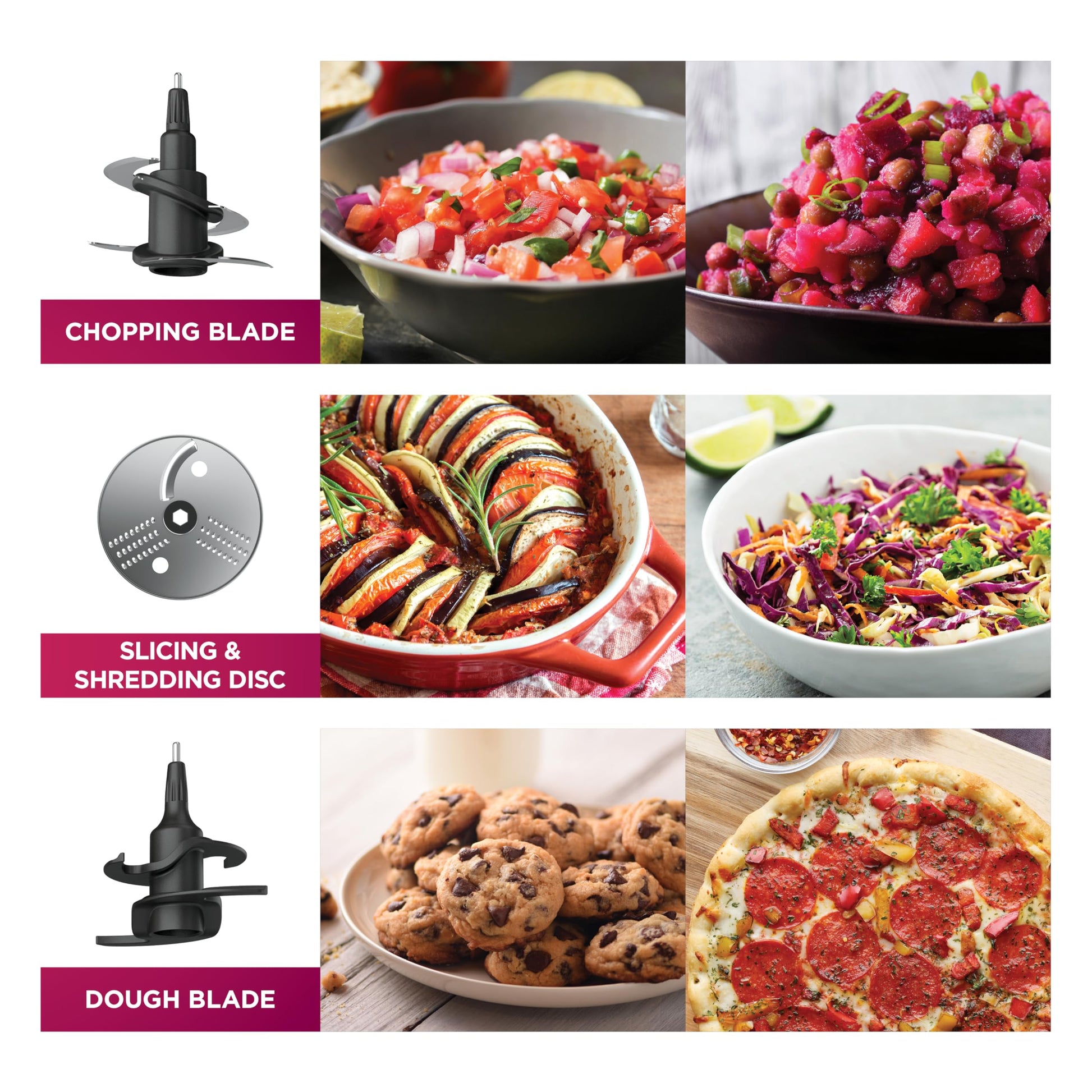 Procesador de alimentos ninja Professional Plus, 1000 vatios pico, 4 funciones para cortar, rebanar, purés y masa con tazón de procesador de 9 tazas, 3 cuchillas, conducto de alimentos y empujador,