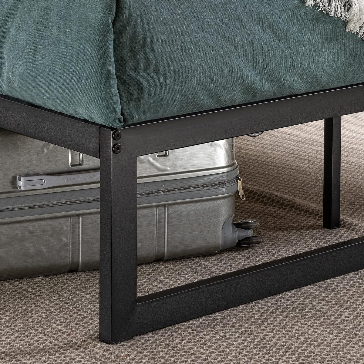 Zinus ABEL | Base de Cama Queen Quick Lock de Metal | Garantía de 5 años | Base de cama queen size con sistema Quick Lock de acero, patas laterales y espacio de almacenamiento bajo la base