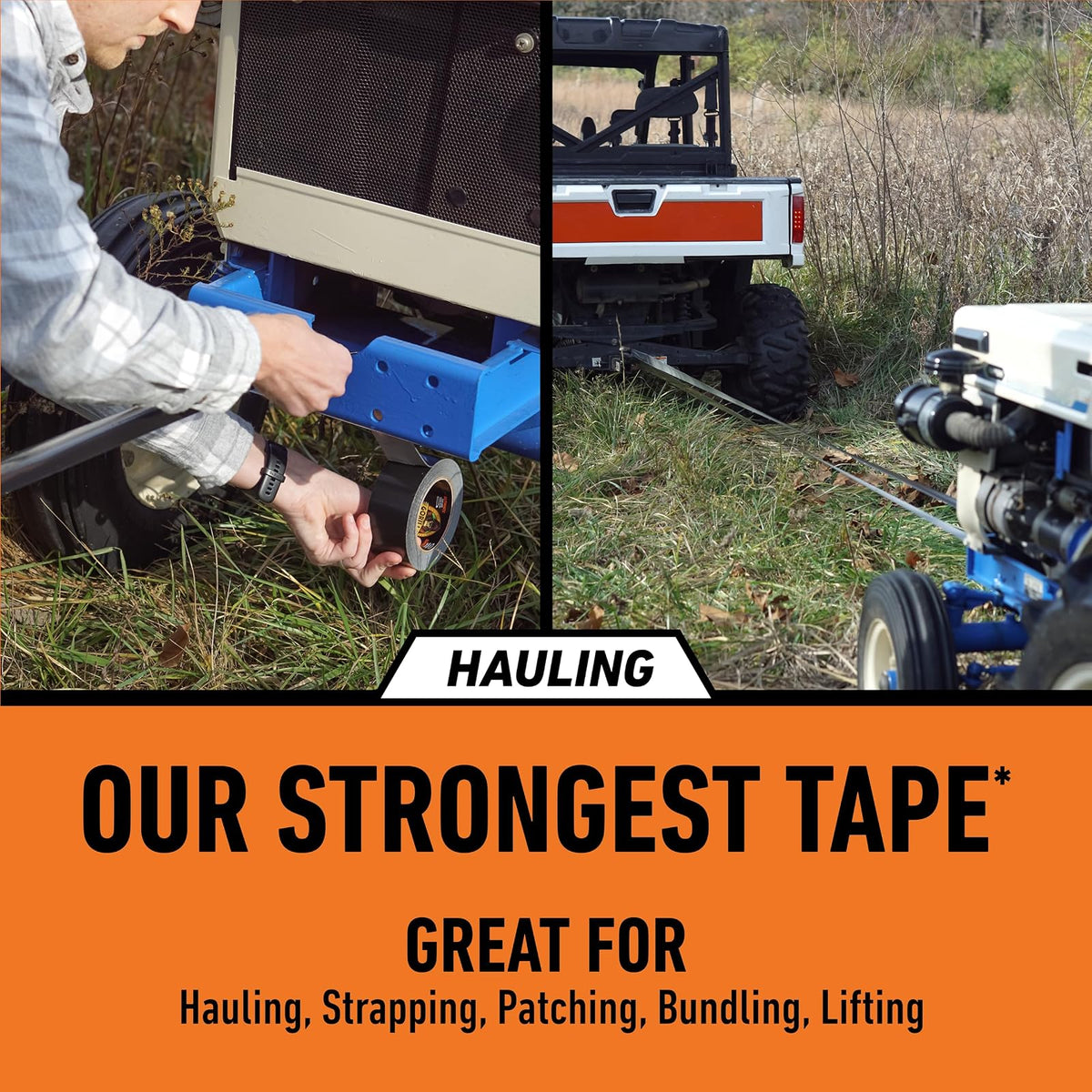 Ultimate Gorilla Tape, tela de alta resistencia con calcomanía de doble grosor para transportar, flejar, parches, agrupar, levantar, 1.9 x 20 m, negro (paquete de 1)