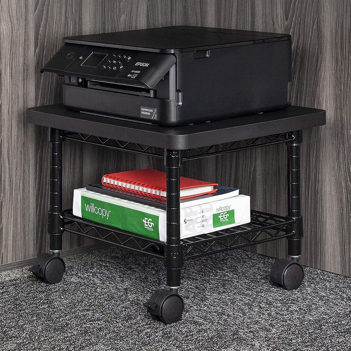 Safco 5206BL Under-Desk Printer/Fax Stand, Black