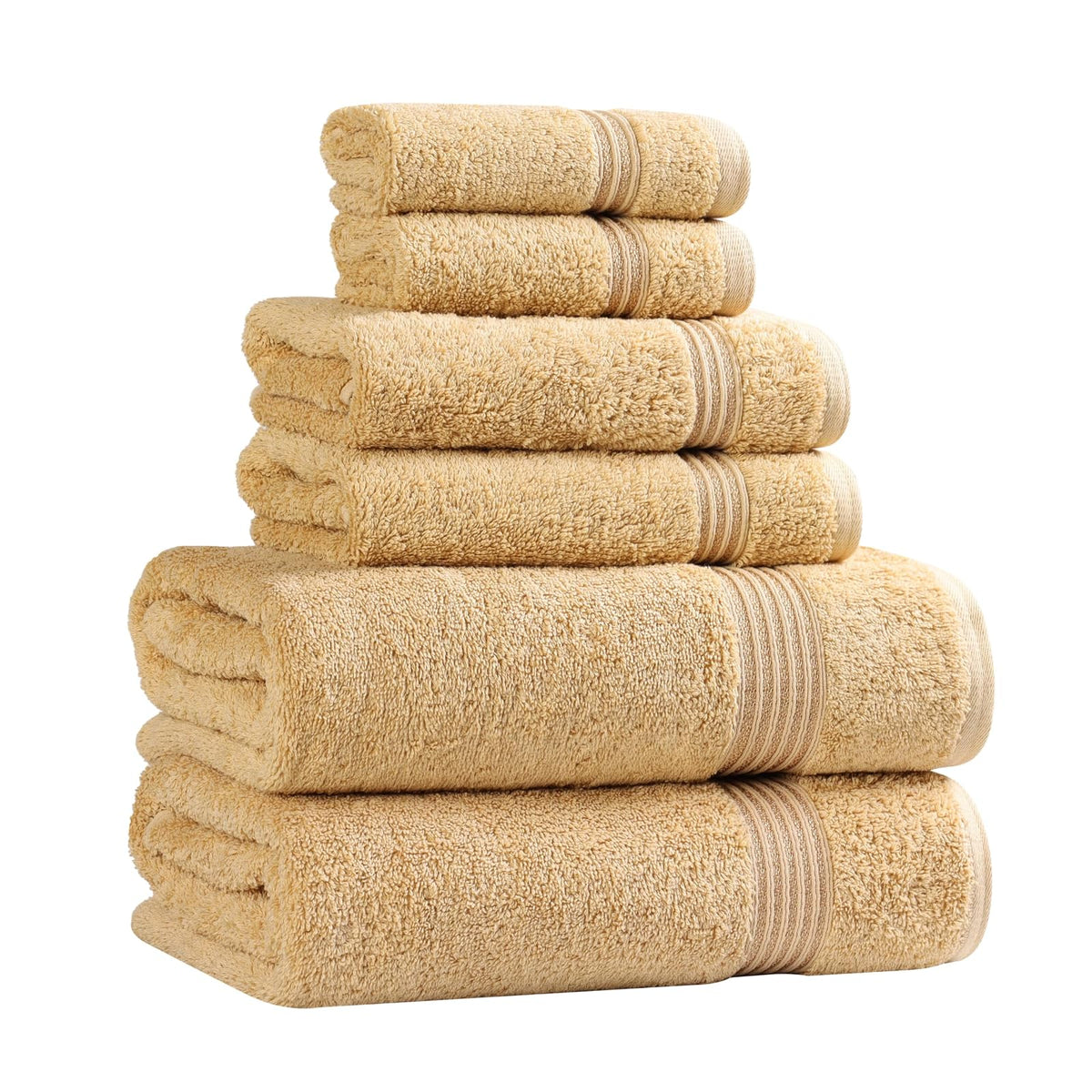 Superior Collection, 100% Premium Long-Staple Combed Cotton, 6-Piece Towel Set, Gold - Dorado