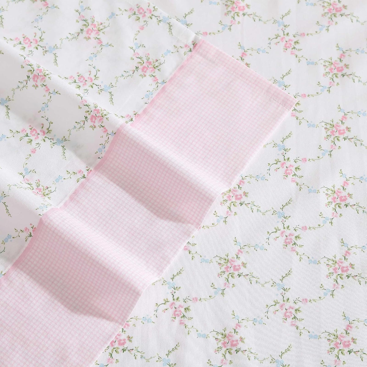 Laura Ashley - Juego de sábanas, Ropa de Cama de algodón percal Transpirable, 200 Hilos, Bolsillo Profundo, decoración Elegante para el hogar (Lynda Rosa, King)