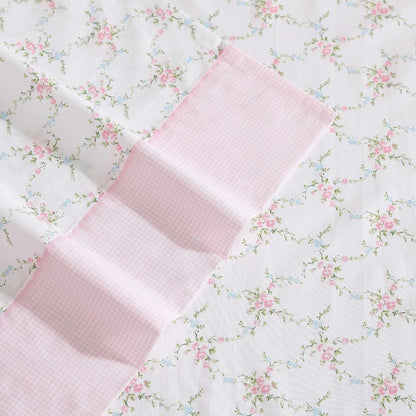 Laura Ashley - Juego de sábanas, Ropa de Cama de algodón percal Transpirable, 200 Hilos, Bolsillo Profundo, decoración Elegante para el hogar (Lynda Rosa, King)