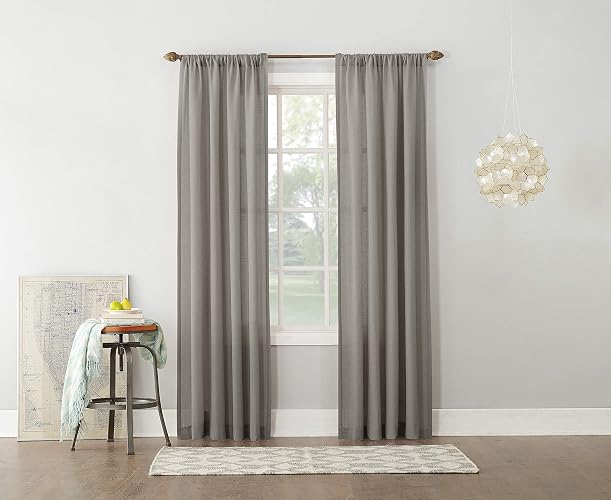No. 918 Amalfi - Panel de Cortina Semitransparente con Textura de Mezcla de Lino, 54 x 63 Pulgadas, Gris