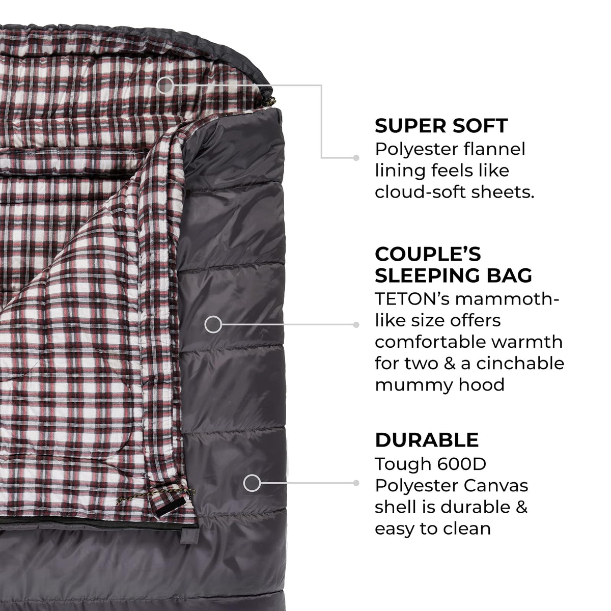 TETON Sports Fahrenheit Mammoth Queen-Size Double Sleeping Bag; Warm and Comfortable; Double Sleeping Bag Great for Family Camping; Compression Sack Included