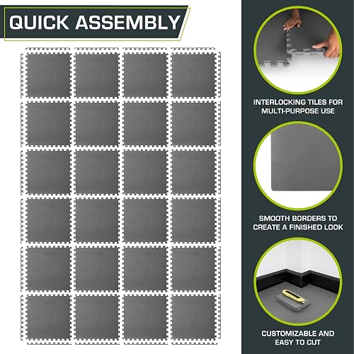 ProsourceFit - Paquete de Rompecabezas Gris de 2 cm, Adulto Unisex, de 7,6-10,2 cm de Grosor, 8,9 m²