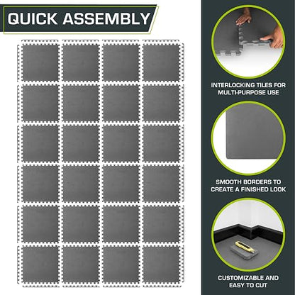 ProsourceFit - Paquete de Rompecabezas Gris de 2 cm, Adulto Unisex, de 7,6-10,2 cm de Grosor, 8,9 m²