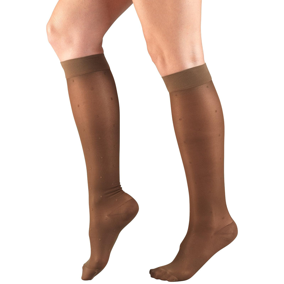 Truform Sheer Compression Stockings, 15-20 Mmhg, Women's Knee High Length, Dot Pattern Espresso, Pack of 1