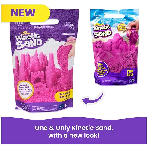 Kinetic Sand, el Juguete sensorial de Arena moldeable, Rosa, 907 g, Bolsa con Cierre hermético, a Partir de 3 años