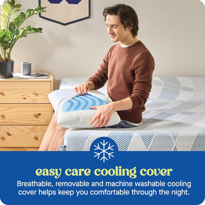 SEALY Dreamlife Almohada refrescante de Espuma viscoelástica tamaño King con Gel de refrigeración SealyChill, Funda extraíble Lavable a máquina, Fabricada en los Estados Unidos, Color Blanco