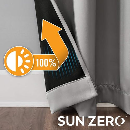 Sun Zero Nordic - Paquete de 2 Paneles de Cortinas 100% Opacas de Grado Teatro, 132 x 213 cm, Color Plateado