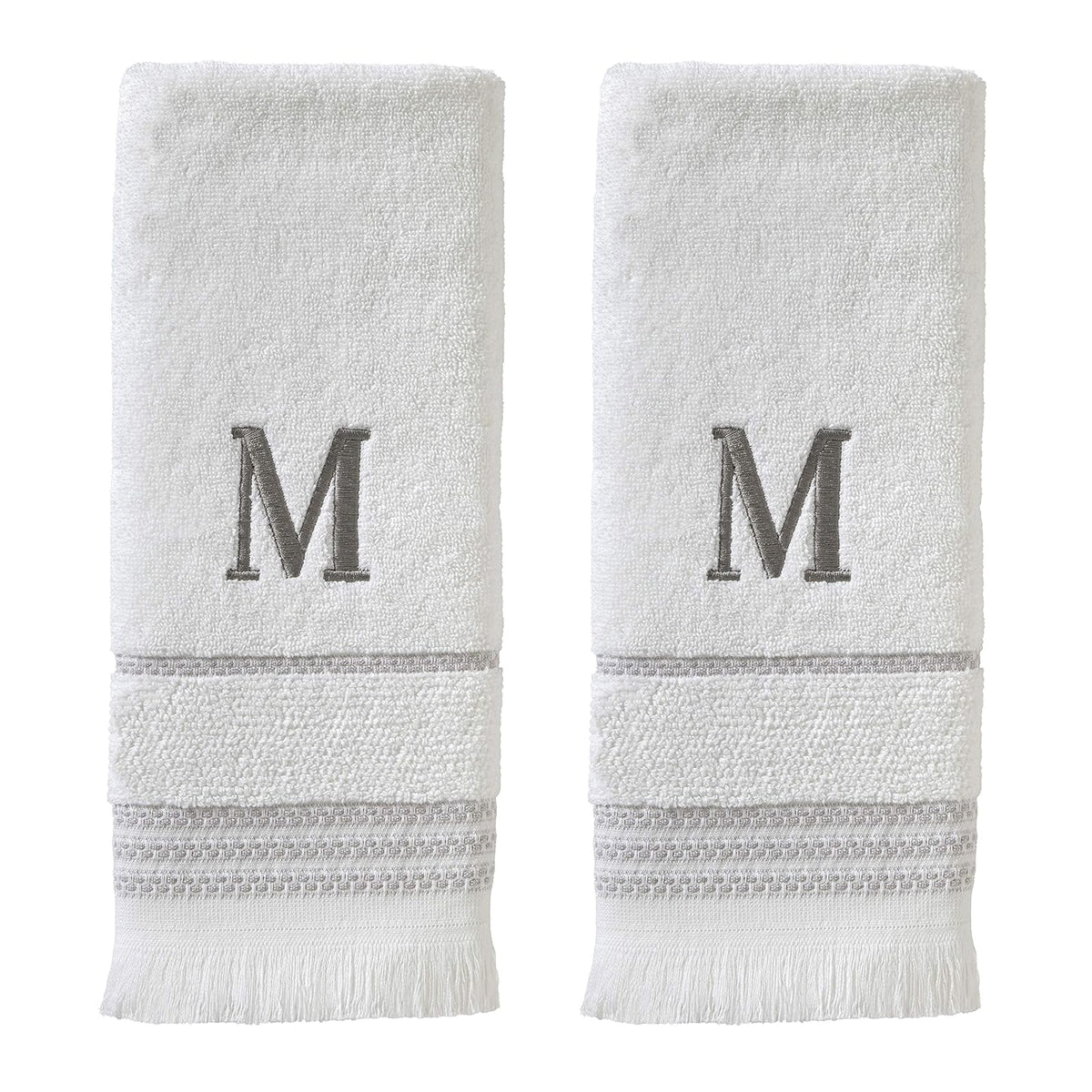 SKL Home - Toalla de Mano Casual Monograma (Paquete de 2), M, 16 x 26, Color Blanco - 16x26 - Juego de toallas de mano, M