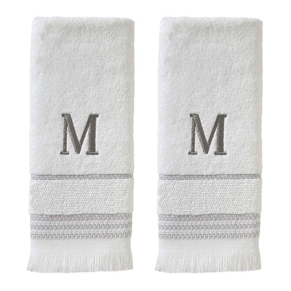 SKL Home - Toalla de Mano Casual Monograma (Paquete de 2), M, 16 x 26, Color Blanco - 16x26 - Juego de toallas de mano, M