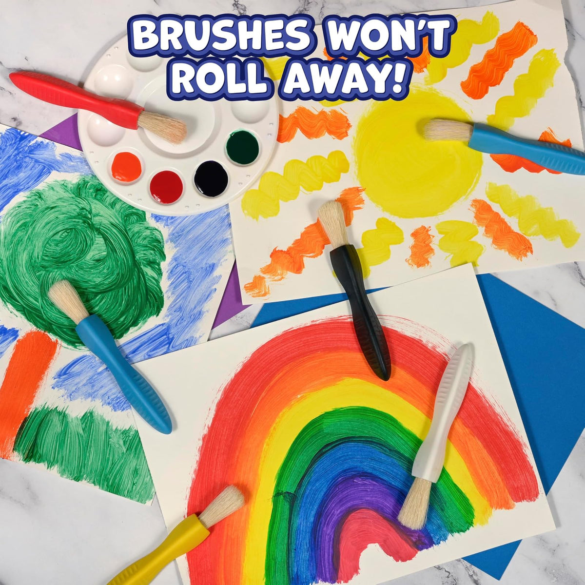Ready 2 Learn Pinceles de Pintura con Agarre Triangular Juego de 6 | 6 pinceles, agarre triangular, para niños 18 m+, colores variados, cerda natural