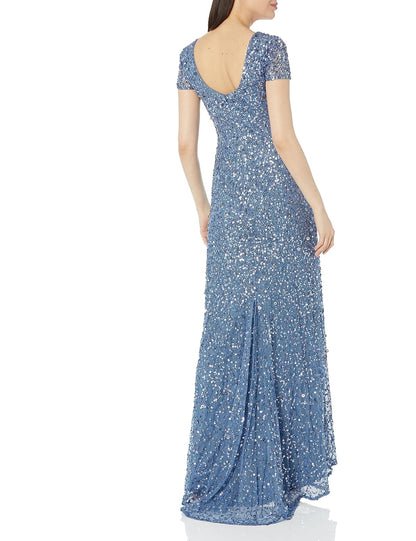 Adrianna Papell Vestido de Lentejuelas de Manga Corta Vestido para Mujer
