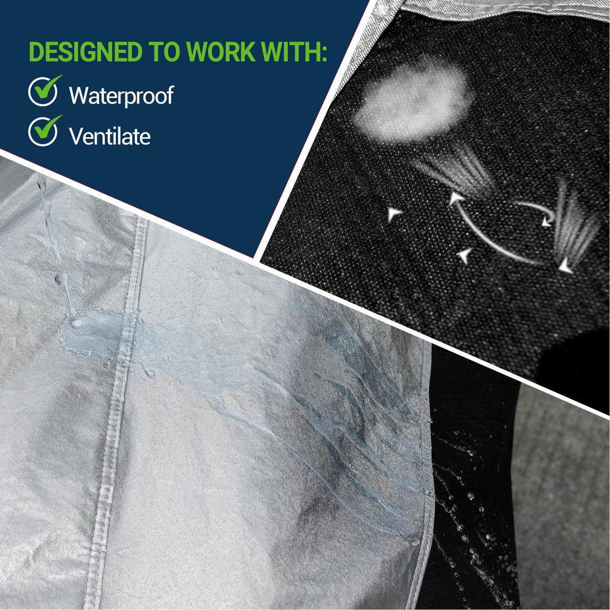 Season Guard Ultimate Plus - Funda de Automóvil para camioneta, 100% de Aluminio Impermeable con Forro Polar de algodón y Tela Transpirable con Puerta de Cierre, Dos Correas de Amarre Extra de 20 pies,
