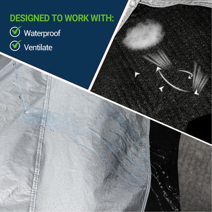 Season Guard Ultimate Plus - Funda de Automóvil para camioneta, 100% de Aluminio Impermeable con Forro Polar de algodón y Tela Transpirable con Puerta de Cierre, Dos Correas de Amarre Extra de 20 pies,