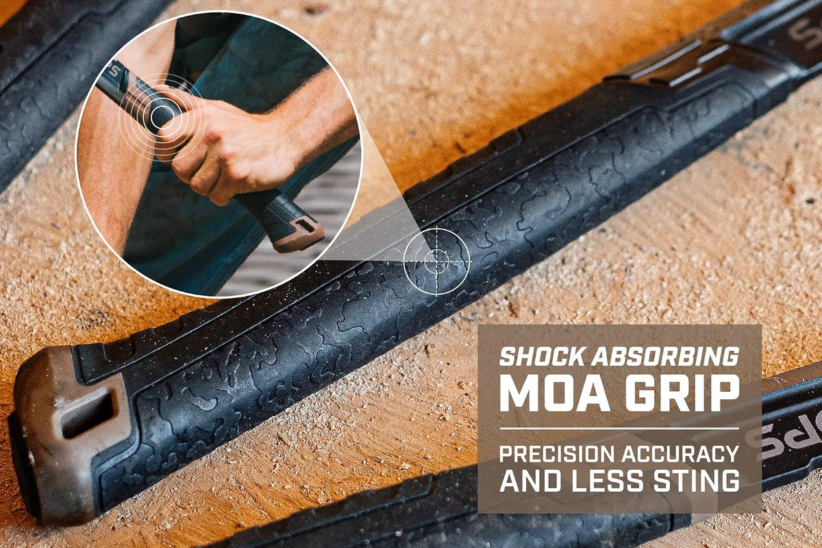 Spec Ops - SPEC-M22CF Tools - Martillo de encuadre, 624 g, garra rasgada, cara fresada, agarre absorbente de golpes, 3% del valor se dona a veteranos, negro/marrón