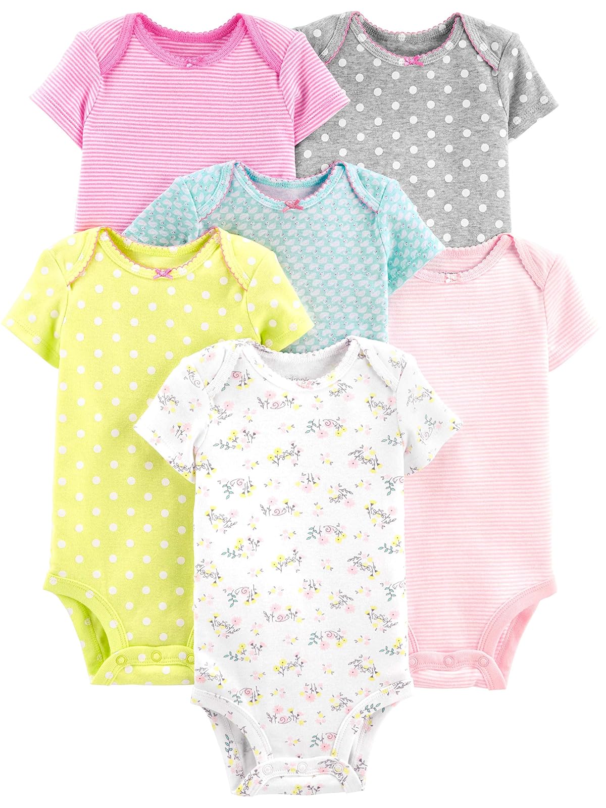 Simple Joys by Carter's 6-pack Short-sleeve Bodysuit BodyBebé-Niñas
