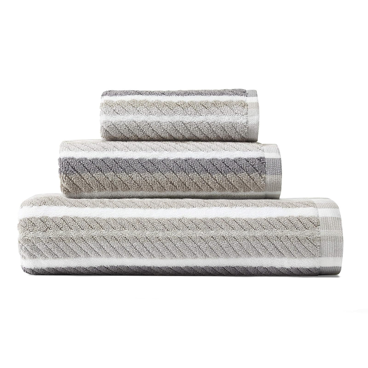 Tommy Bahama - Juego de Toallas de baño, Tropical, Gris, 54 x 28, 1 | 100% algodón de felpa, tacto suave, altamente absorbente, construcción baja pelusa, lavable a máquina, peso medio - 3 piezas - Gris - Blanco - café