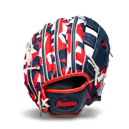 Franklin Sports 22858 Guantes de béisbol Unisex para Adolescentes de 9.5 Pulgadas, para niños, niñas, jóvenes, Azul Marino/Rojo, Talla 9.5 de EE. UU
