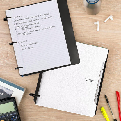 Five Star Flex Hybrid NoteBinder, 80 Hojas Rayadas, 3 Anillos TechLock 1 1/2", Blanco