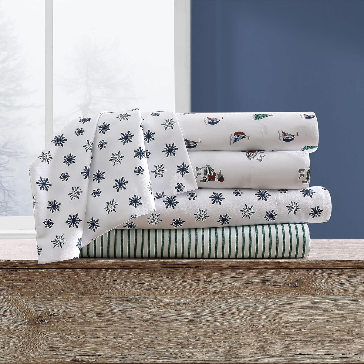 Nautica - Juego de sábanas Individuales, Juego de Ropa de Cama de Franela cepillada, Suave y Acogedor (Velas de día Festivo, Individuales)