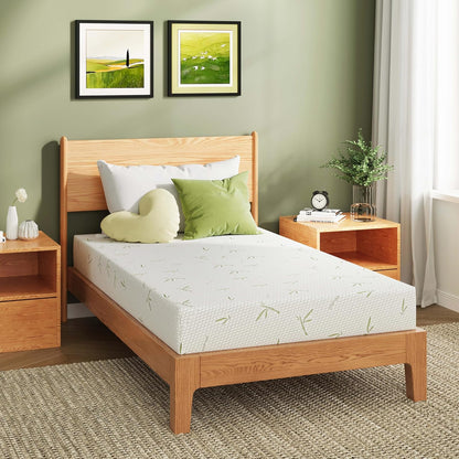 EGOHOME Colchón de tamaño Individual de 8 Pulgadas, Espuma viscoelástica de Gel de té Verde refrescante para Alivio de presión, Soporte Medio Firme, sin Fibra de Vidrio, Cama en una Caja, Certificado