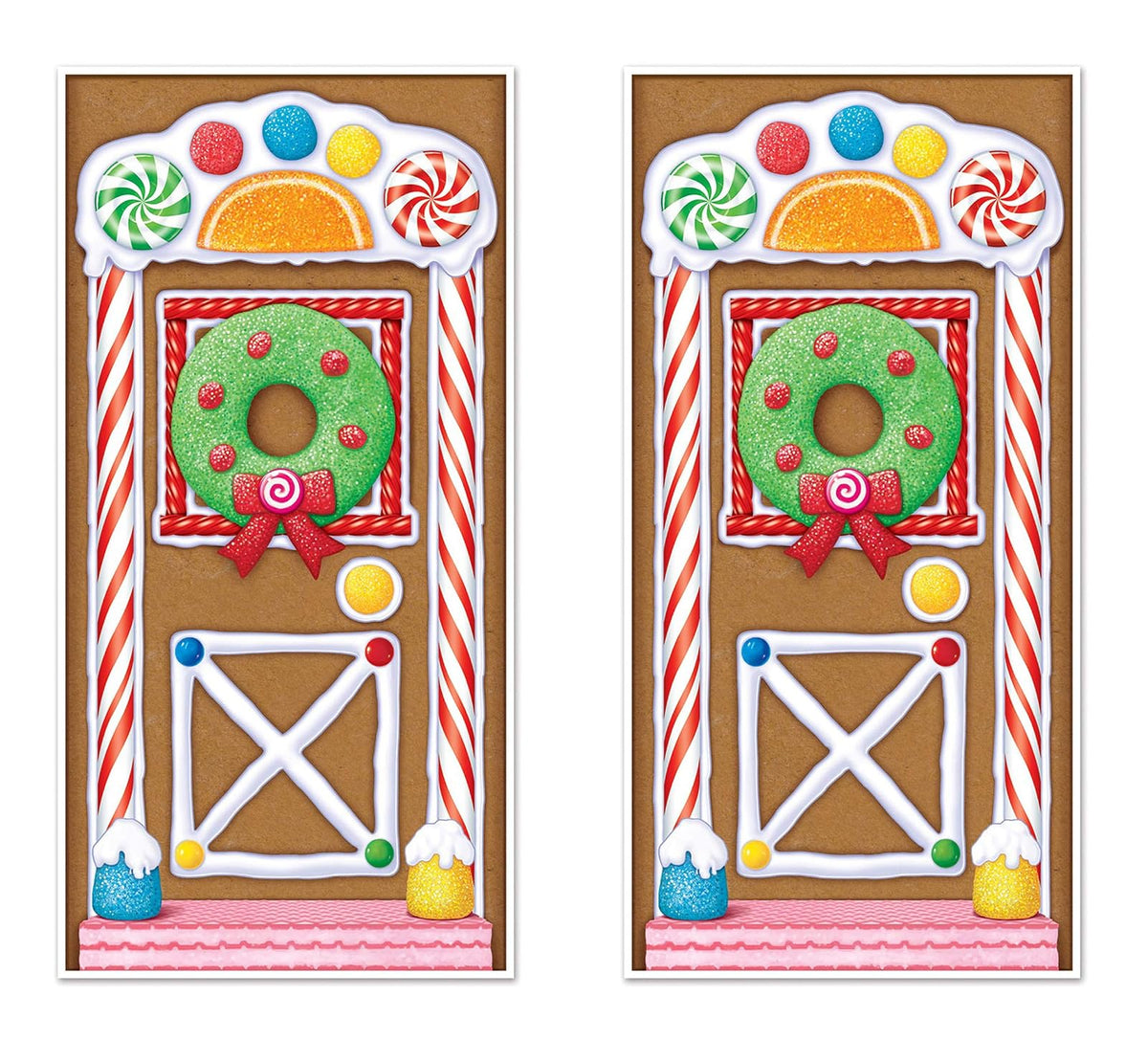 Beistle Funda Decorativa para Puerta Navideña - Navidad - Invierno - Casa de pan de jengibre - 2 piezas