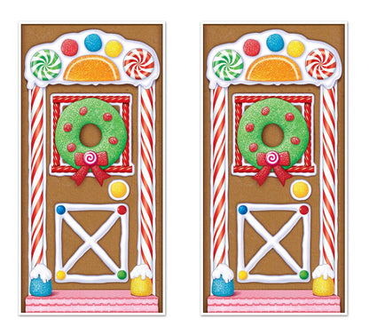 Beistle Funda Decorativa para Puerta Navideña - Navidad - Invierno - Casa de pan de jengibre - 2 piezas