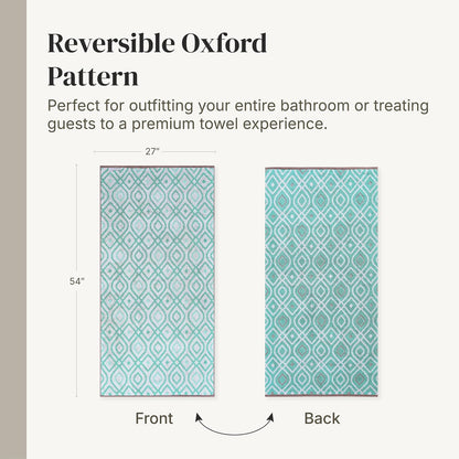 Modern Threads - Juego de 6 Toallas teñidas de Hilo Oxford Aqua - Toallas de baño, Toallas de Mano y paños de baño, súper absorbentes y de Secado rápido, 100% algodón Peinado