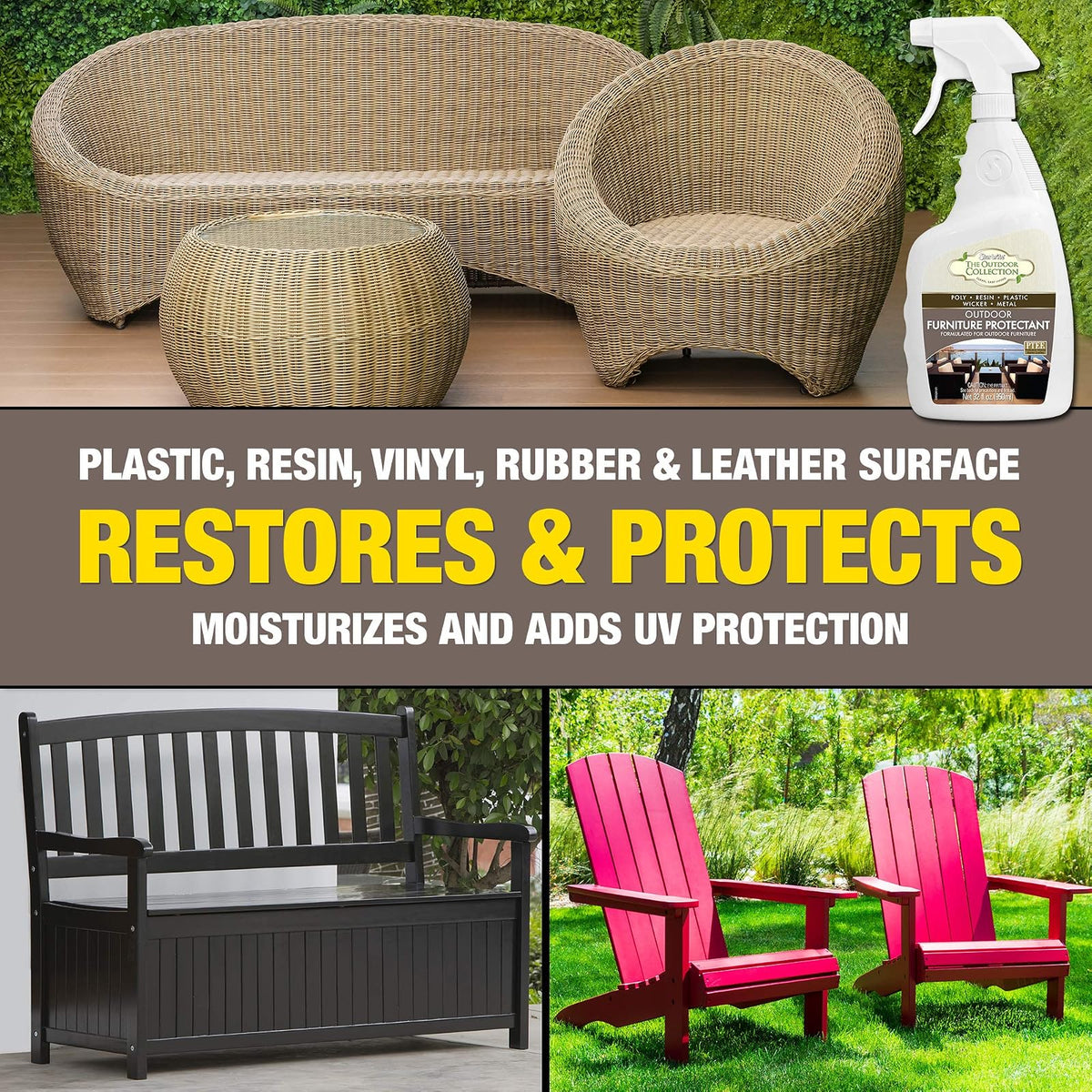 Star brite 59032 - Spray protector para muebles de patio y exteriores, 32 onzas, renovar y restaurar el color, evita la decoloración y agrietamiento por rayos UV