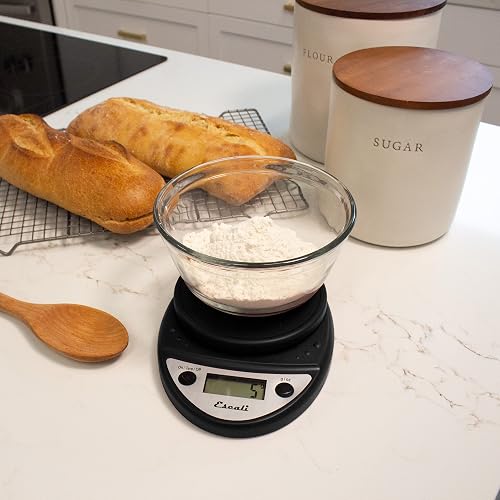 Escali Primo Báscula digital de alimentos multifuncional para cocina y báscula de cocción para medición precisa de peso y control de porciones, 8.5 x 6 x 1.5 pulgadas, negro