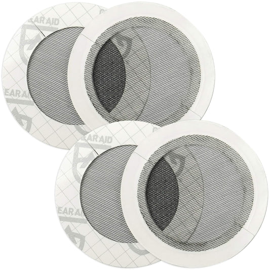 GEAR AID - Parches de Malla tenaces para Reparar Agujeros en Tiendas de campaña, mosquiteras, sin Transparencia y más, Rondas de 3 Pulgadas, 4 Parches