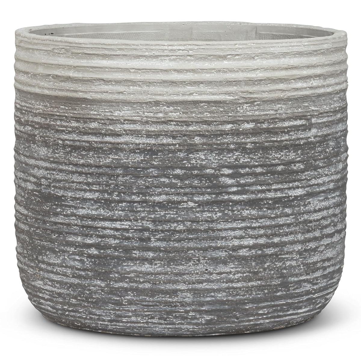 Abbott Collection - Macetas Extra Grandes en Degradado. Juego de 2 Unidades, Cemento/Fibra de Vidrio, Gris (10.5 Pulgadas y 13.5 Pulgadas de Profundidad)