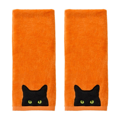 SKL Home - Juego de Toallas de Mano Bordadas 100% algodón, 2 Piezas, Decorativas para baño/Cocina/Bar y Regalo, Color Naranja
