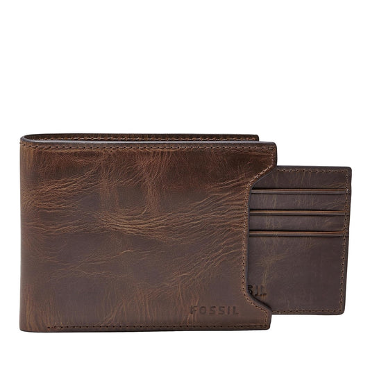 Fossil 2 en 1 de piel para hombre con funda extraíble para tarjetas para hombre