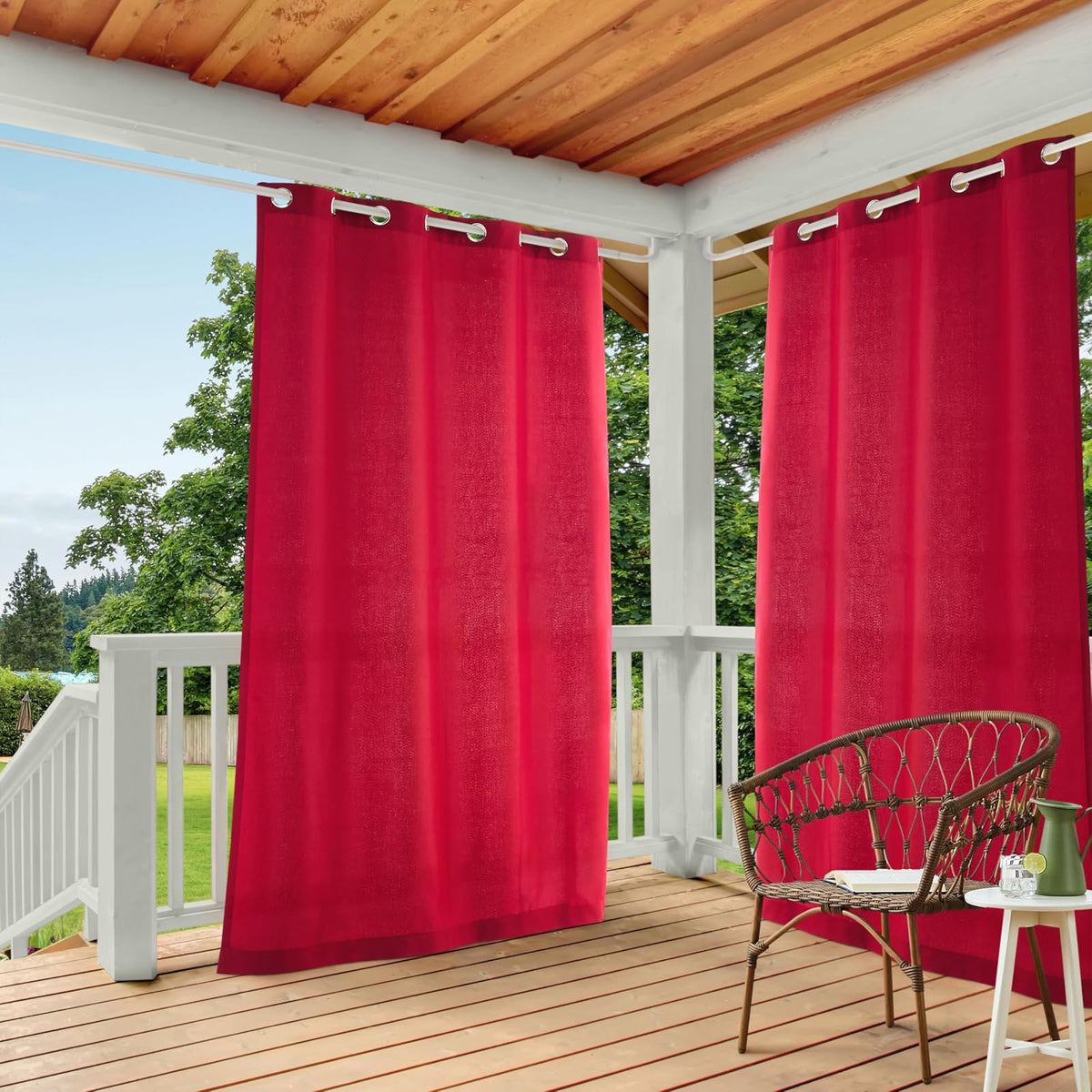 Exclusive Home Cortina para Interior/Exterior, Juego de 2 Paneles - Rojo radiante - 137.2An x 213.4Al cm (2 Paneles)