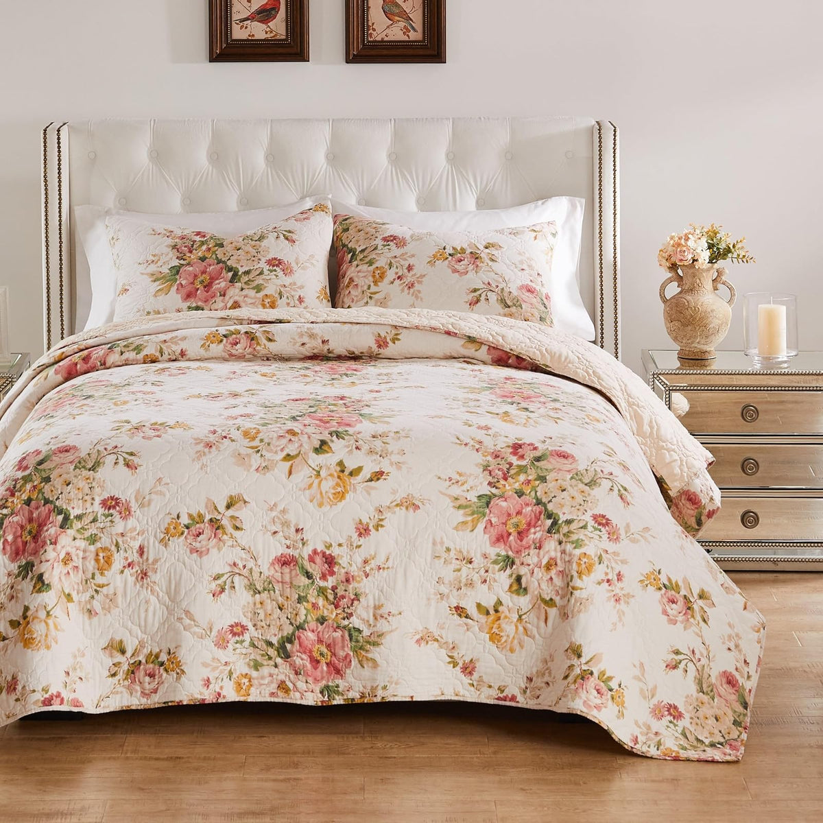 Greenland Home Fashions Grace Juego de edredón, Juego de Colcha, Calidad Premia, 3-Piezas King, Buttercup