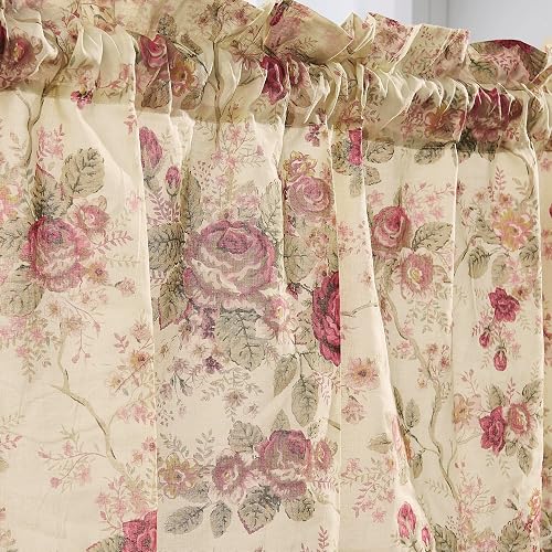 Greenland Home Antique Rose Cenefa para Ventana Forrada, 213 cm de Ancho x 48 cm de Largo, Marfil (Ecru)