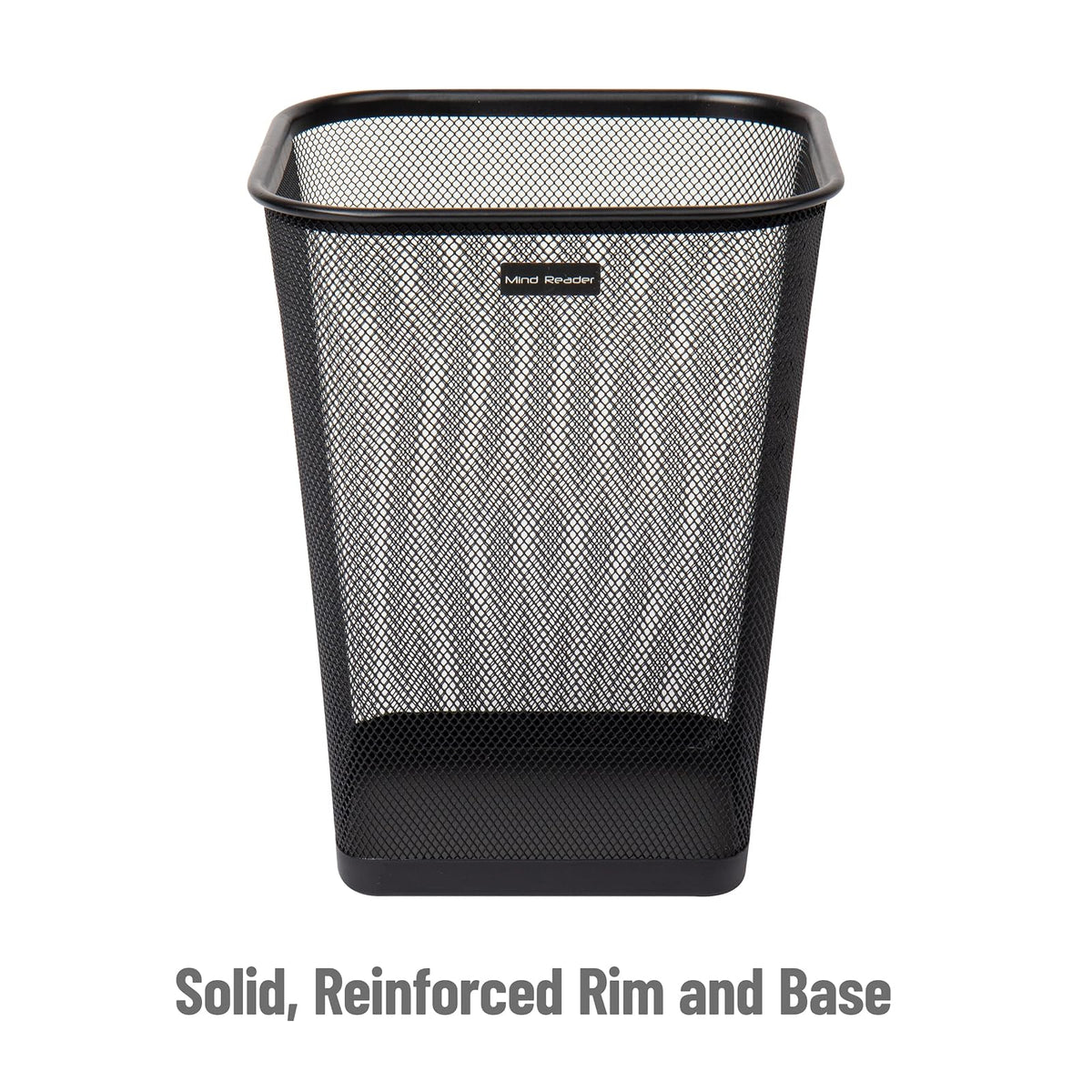 Mind Reader Mesh Trash Can, Waste Paper Basket, Square, Office, Metal Mesh, 9.75" L x 9.75" W x 12.25" H, Set of 4, Black