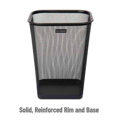 Mind Reader Mesh Trash Can, Waste Paper Basket, Square, Office, Metal Mesh, 9.75" L x 9.75" W x 12.25" H, Set of 4, Black
