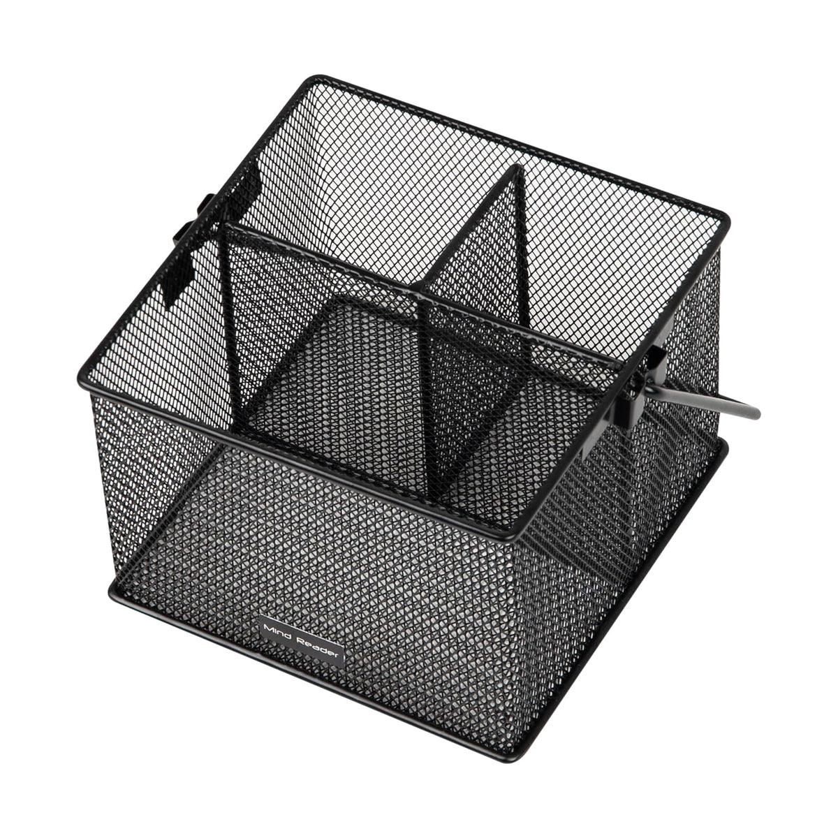 Mind Reader Utensil Holder, Silverware Organizer, Caddy, Kitchen, Metal Mesh, 7"L x 7"W x 5"H, Set of 2, Black