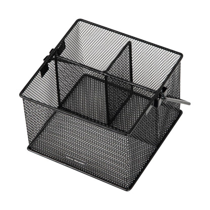Mind Reader Utensil Holder, Silverware Organizer, Caddy, Kitchen, Metal Mesh, 7"L x 7"W x 5"H, Set of 2, Black