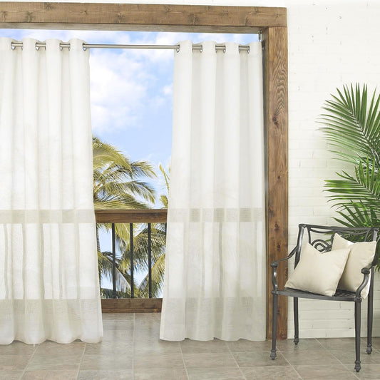 Parasol Summerland Key Panel de Cortina translúcida para Interiores y Exteriores, Ivory, 52 x 95, 1