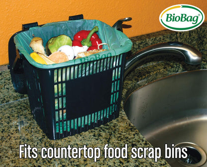 BioBag, The Original Compostable Bag, Kitchen Food Scrap Bags, ASTMD6400 Certified 100% Compostable Bags, Biodegradable Products Institute & VINCOTTE OK HOME Certified, Non GMO, 3 Gallon, 300 Count
