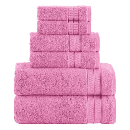 Elegant Comfort - Juego de toallas de lujo de 6 piezas, 100% algodón turco suave prémium, diseño de tres líneas de popurrí, 2 toallas de baño, 2 toallas de mano y 2 toallas de lavado, juego de toallas